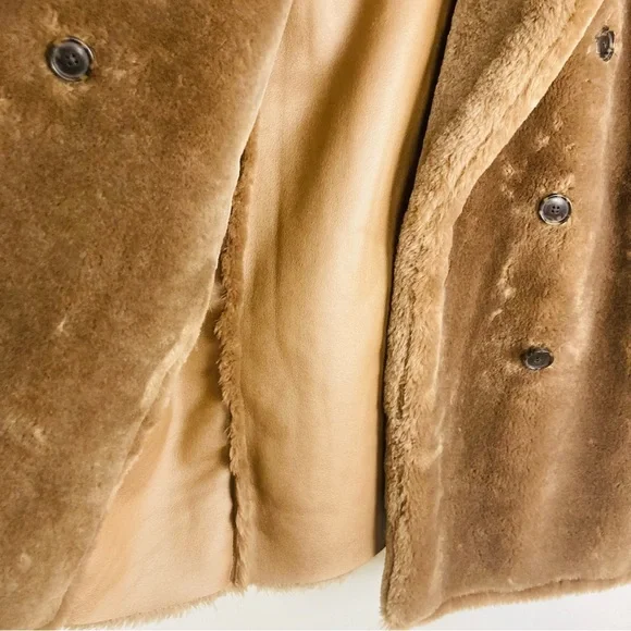New with tags J. Crew brown faux fur double breasted coat. Size XS - Picture 7 of 9